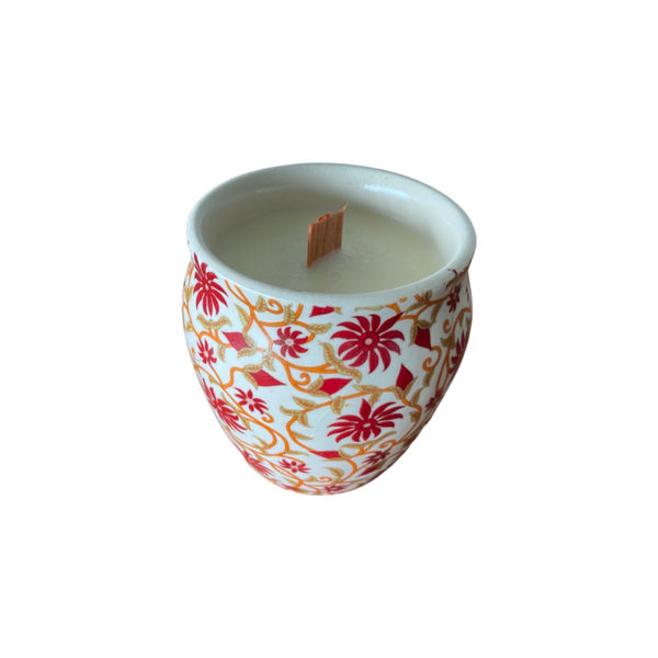 Kulhad Candle - Full Bloom Red