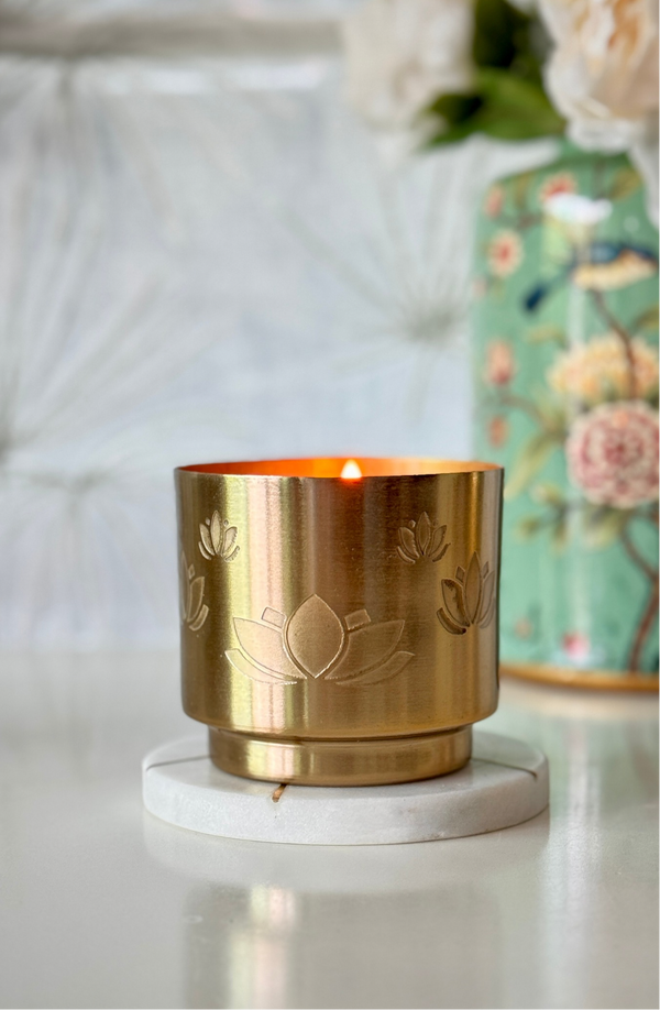 Lotus Glow Metal Candle